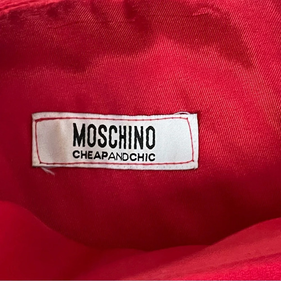 Moschino Cheap & Chic Red Ruched Sheath Dress With Ruffle Size 6 - Picture 7 of 7